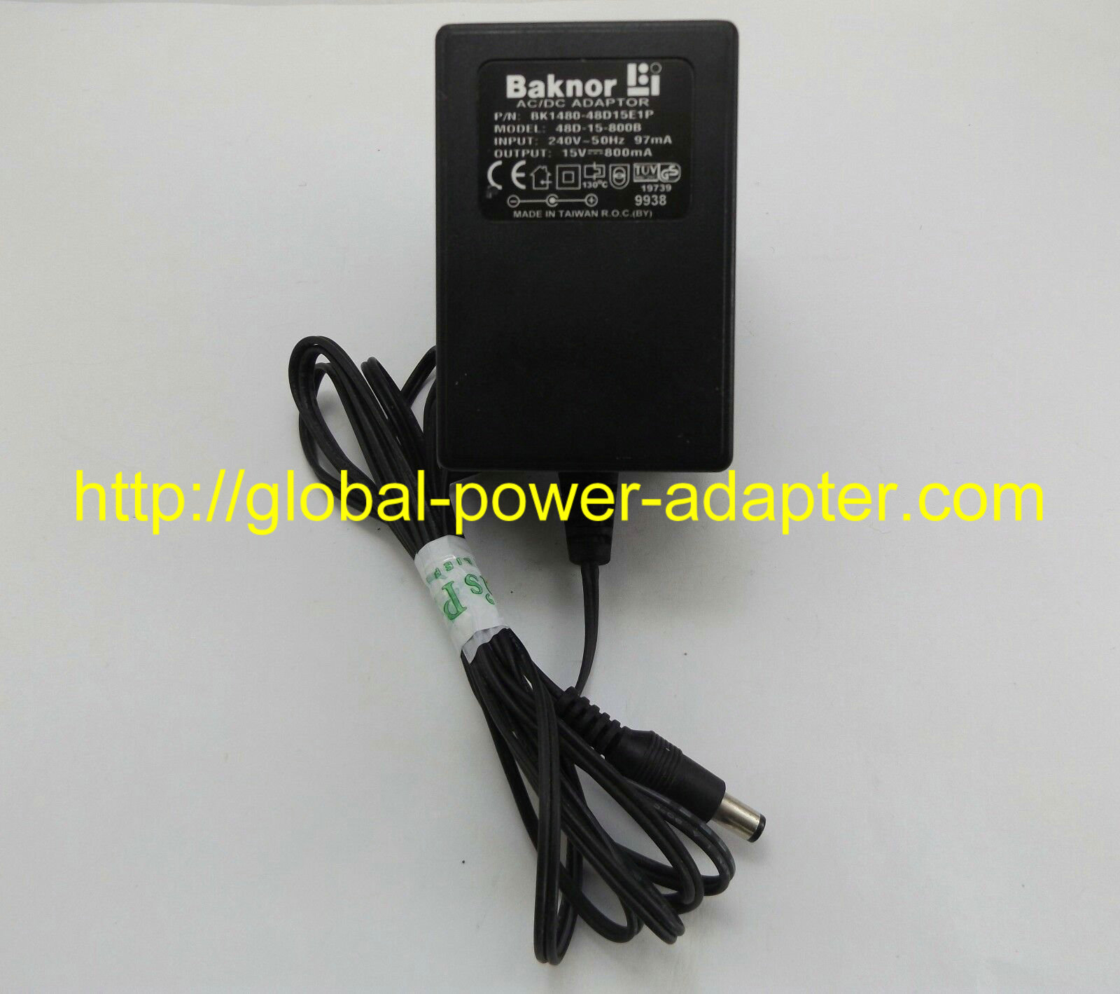 *Brand NEW*Baknor 15V 800mA 48D-15-800B Input 240V 50Hz 97mA AC DC Adaptor - Click Image to Close